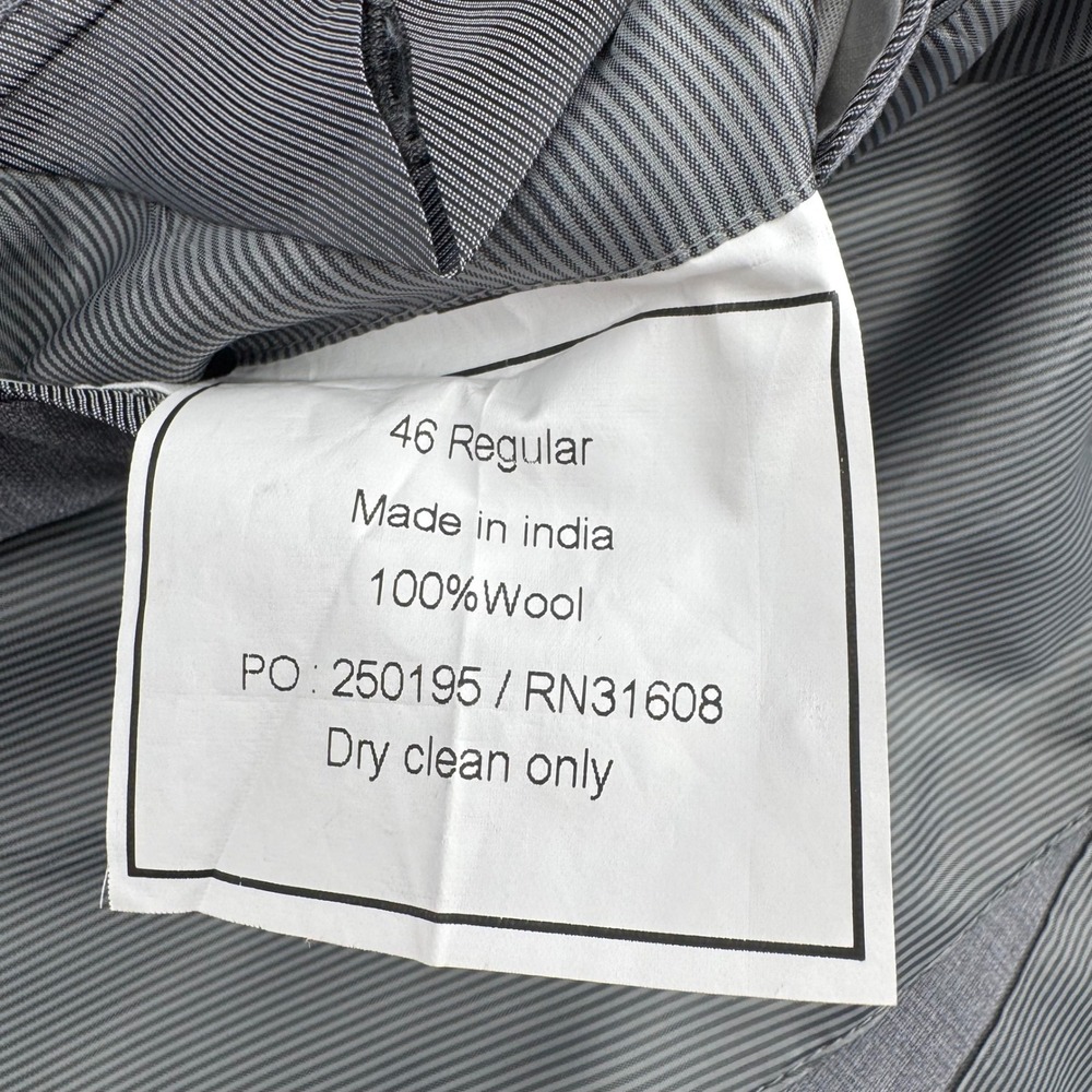 Jos‎ A Bank 1905 Mens 46 Regular Grey Wool Slim Fit Suit Blazer Jacket - Picture 5 of 13